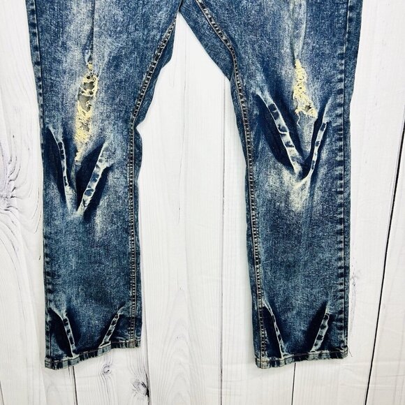 Evolution by Design Jeans Men 46x33 Acid Wash Blue Baggy Hip Hop Distressed Y2k - Picture 3 of 15
